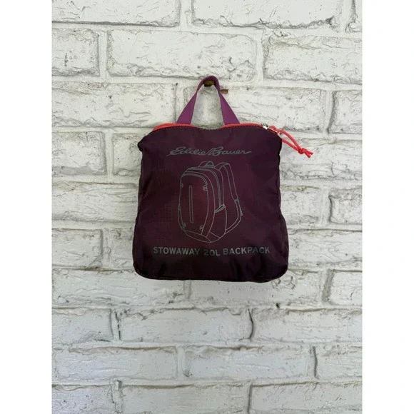 Eddie Bauer Stowaway 20L Backpack Plum Purple Lightweight Travel Packable Pack - Picture 8 of 8